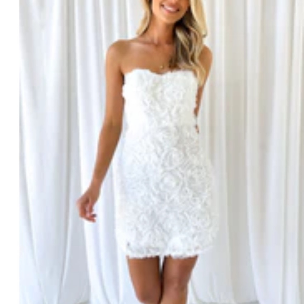 NWT White floral bridal strapless dress